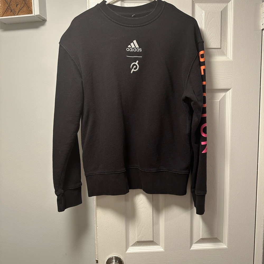 Adidas  Peloton Black Crewneck with Pink Sleeve Detail